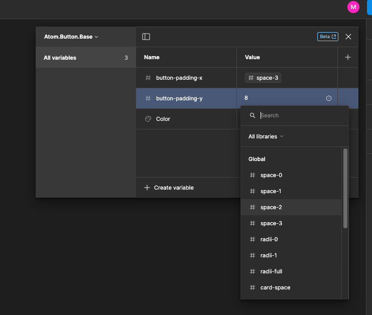 Figma Variable Popover